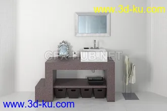 卫生间场景,浴室场景,镜子,洗脸盆等卫浴物品模型合集的图片