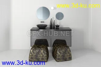 卫生间场景,浴室场景,镜子,洗脸盆等卫浴物品模型合集的图片