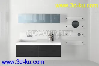 卫生间场景,浴室场景,镜子,洗脸盆等卫浴物品模型合集的图片