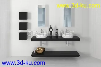 卫生间场景,浴室场景,镜子,洗脸盆等卫浴物品模型合集的图片