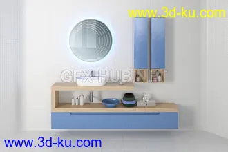 卫生间场景,浴室场景,镜子,洗脸盆等卫浴物品模型合集的图片