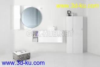 卫生间场景,浴室场景,镜子,洗脸盆等卫浴物品模型合集的图片