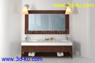 卫生间场景,浴室场景,镜子,洗脸盆等卫浴物品模型合集的图片