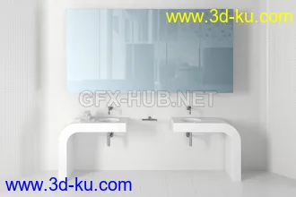 卫生间场景,浴室场景,镜子,洗脸盆等卫浴物品模型合集的图片