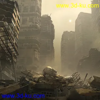 战争废墟模型,城市废墟场景模型的图片