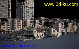 战争废墟模型,城市废墟场景模型的图片