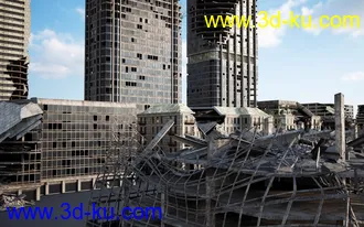 战争废墟模型,城市废墟场景模型的图片