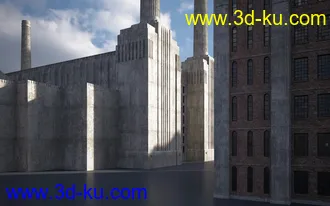 工业建筑,工厂模型，厂房,红砖建筑模型的图片