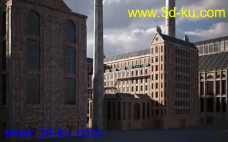工业建筑,工厂模型，厂房,红砖建筑模型的图片