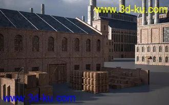 工业建筑,工厂模型，厂房,红砖建筑模型的图片