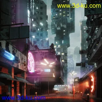 赛博朋克建筑模型,高楼大厦模型,科幻未来建筑模型的图片