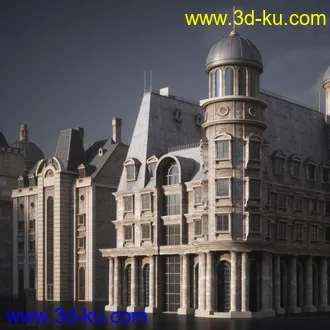 巴黎建筑模型,法国建筑风格模型,巴黎街道模型的图片