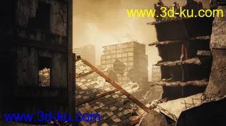 战争城市废墟模型,灾难废墟模型,残缺的城市建筑模型,末日城市模型的图片