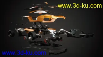 超级跑车模型,汽车部件,汽车零件,轮胎,引擎,尾翼,座椅,挡泥板,车身等模型的图片