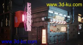 赛博朋克建筑模型,未来科幻街道模型,赛博朋克街道模型的图片