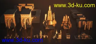 古老奇幻建筑模型,上古帝国建筑模型的图片