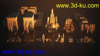 古老奇幻建筑模型,上古帝国建筑模型的图片