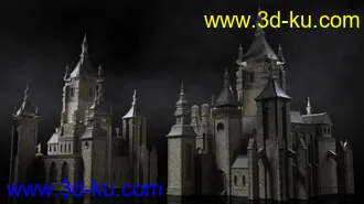 黑暗城堡建筑模型,黑暗王国模型,阴暗的古堡模型的图片