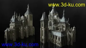 黑暗城堡建筑模型,黑暗王国模型,阴暗的古堡模型的图片
