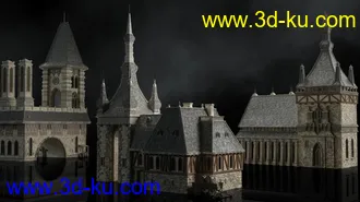 黑暗城堡建筑模型,黑暗王国模型,阴暗的古堡模型的图片