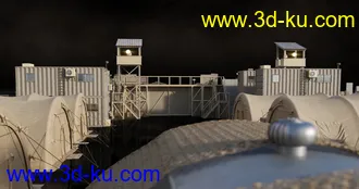 军事哨所模型,军事营地模型,军事基地模型,军事训练营模型,兵营模型的图片