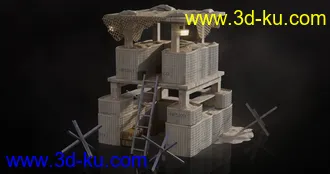 军事哨所模型,军事营地模型,军事基地模型,军事训练营模型,兵营模型的图片