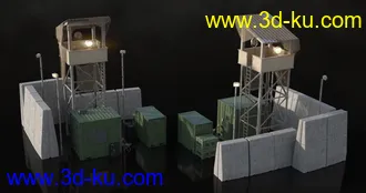 军事哨所模型,军事营地模型,军事基地模型,军事训练营模型,兵营模型的图片