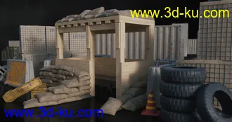 军事哨所模型,军事营地模型,军事基地模型,军事训练营模型,兵营模型的图片