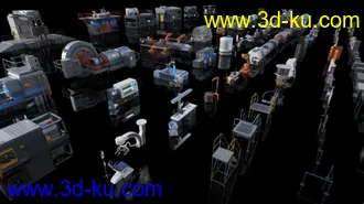 秘密实验室模型,生化基地模型,高科技实验室,实验设备,实验机械,实验物品等模型的图片