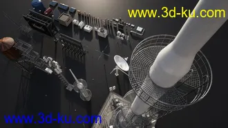 室外天线,信号塔模型,广告牌模型,水塔模型,卫星天线模型,烟囱模型,空调外机模型的图片