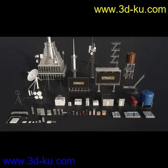 室外天线,信号塔模型,广告牌模型,水塔模型,卫星天线模型,烟囱模型,空调外机模型的图片