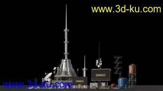 室外天线,信号塔模型,广告牌模型,水塔模型,卫星天线模型,烟囱模型,空调外机模型的图片