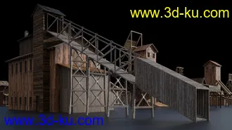 美国西部建筑模型,西部风格建筑,木屋,风车,牛仔,农场,教堂,酒馆等模型的图片