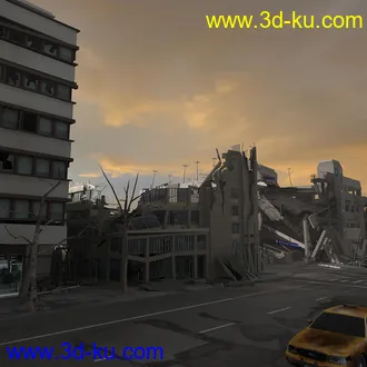 破坏的街区模型,毁坏建筑模型,倒塌的建筑模型的图片