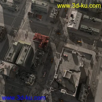 破坏的街区模型,毁坏建筑模型,倒塌的建筑模型的图片