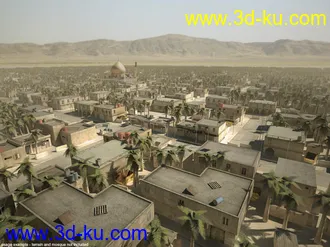 阿拉伯城市模型,阿拉伯建筑,沙漠城市模型,阿拉伯风格街道模型的图片5