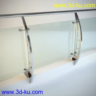 6个高精度玻璃护栏3D模型的图片