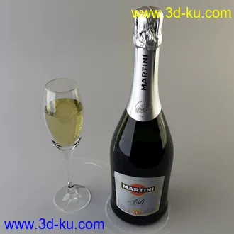 意大利酒模型,马天尼洋酒模型,酒瓶,酒杯模型的图片