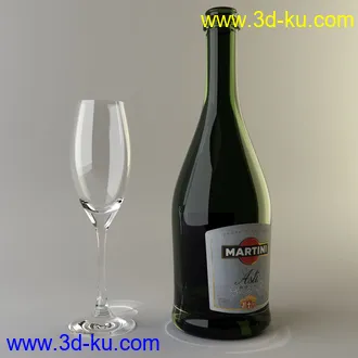 意大利酒模型,马天尼洋酒模型,酒瓶,酒杯模型的图片