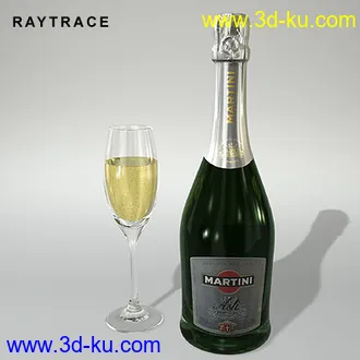意大利酒模型,马天尼洋酒模型,酒瓶,酒杯模型的图片