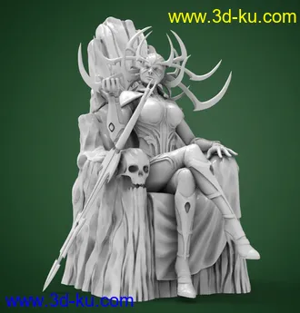 冥界女王-海拉座着-3D打印模型的图片