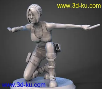 古墓丽影-劳拉(下蹲)-3D打印模型的图片