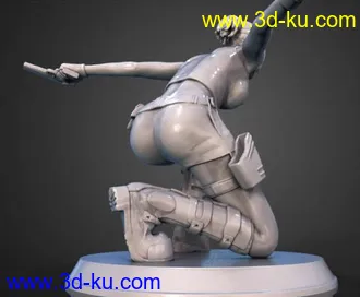 古墓丽影-劳拉(下蹲)-3D打印模型的图片