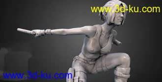 古墓丽影-劳拉(下蹲)-3D打印模型的图片
