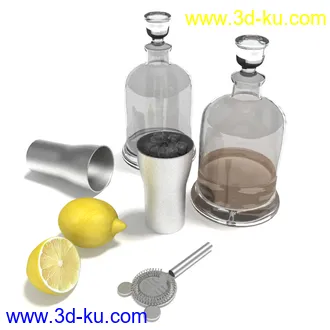 红酒,红酒杯,香烟,烟灰缸,红酒架,啤酒,酒瓶,雪茄,柠檬,冰,杯子,起子,开瓶器,模型合集的图片