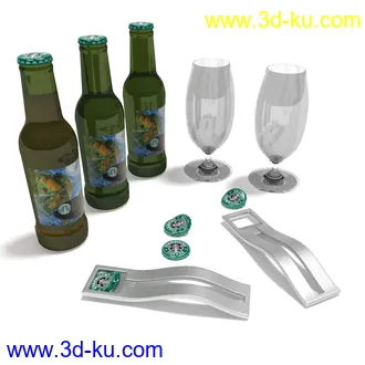 红酒,红酒杯,香烟,烟灰缸,红酒架,啤酒,酒瓶,雪茄,柠檬,冰,杯子,起子,开瓶器,模型合集的图片