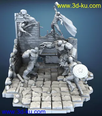 《复仇者联盟》多人打斗场景-3D打印模型的图片