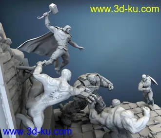 《复仇者联盟》多人打斗场景-3D打印模型的图片