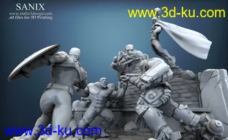 《复仇者联盟》多人打斗场景-3D打印模型的图片