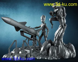 火箭浣熊和树人格鲁特-3D打印模型的图片